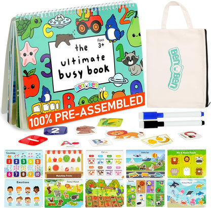 BenBen Busy Book for Toddlers front view showing preschool learning cover page.