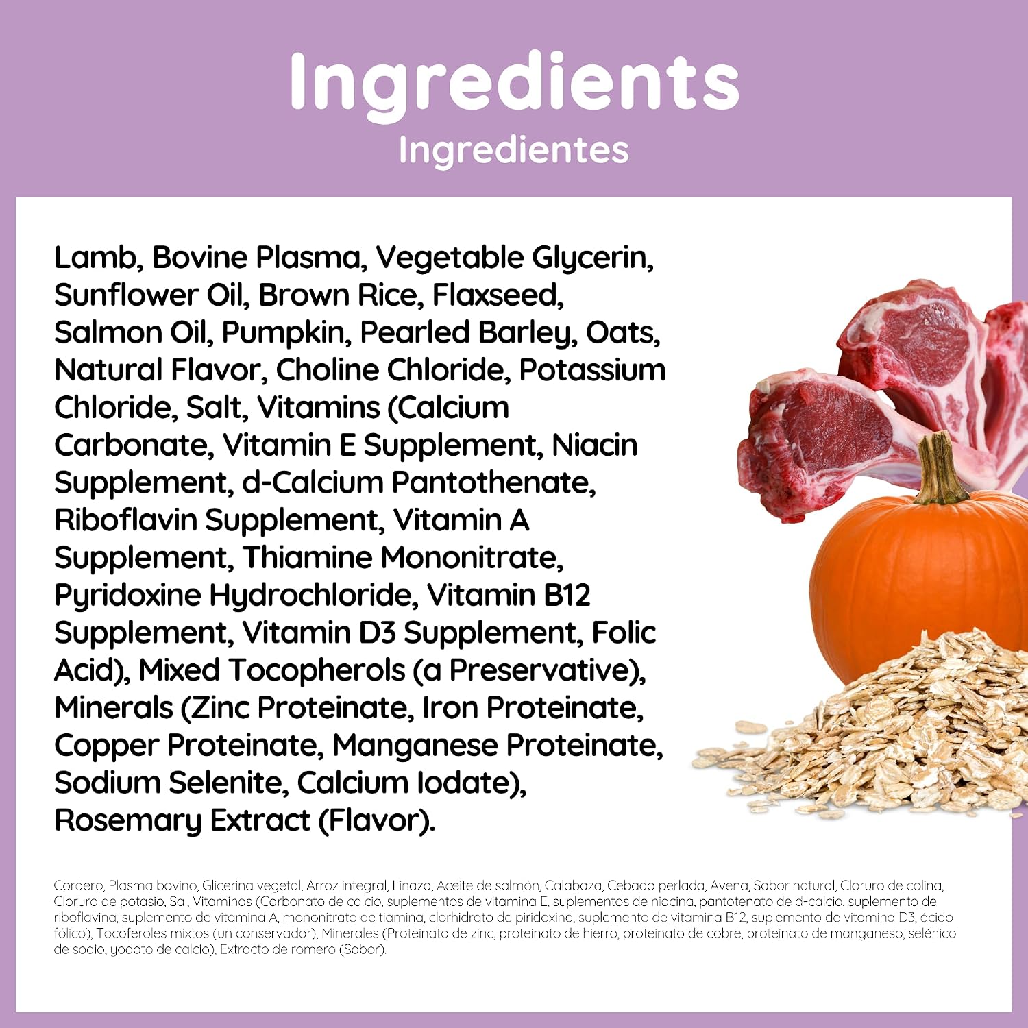Close up of highly digestible premium imported lamb pet food