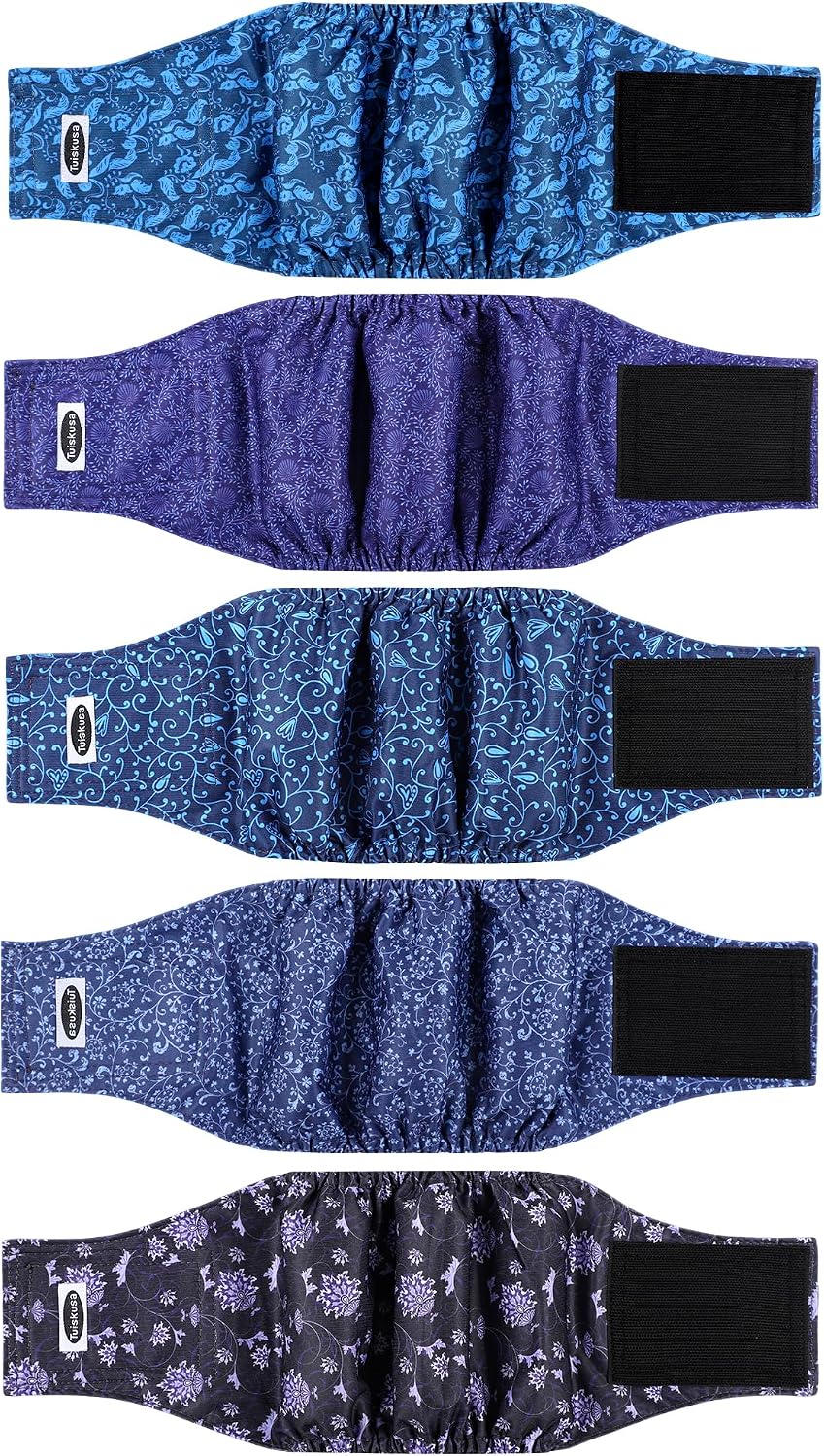 Male Dog Diapers, High Absorbing Dog Belly Bands for Male Dogs, Washable Reusable Dog Males Wraps(5 Pack) - Image 13
