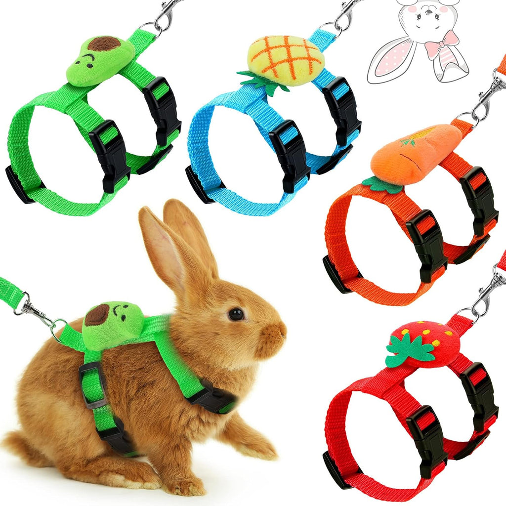 Tondiamo adjustable bunny rabbit harness and leash set front view with fruit decorations