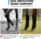 BangBoom horse leg guards applied on horse in pasture turnout