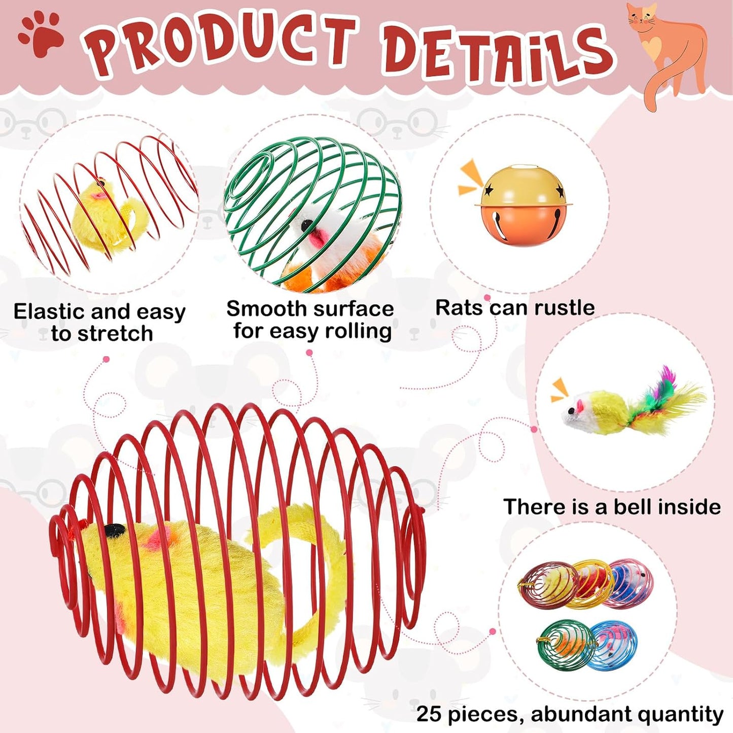 Jecery caged mouse and bell cat toy top angle indoor play kit.