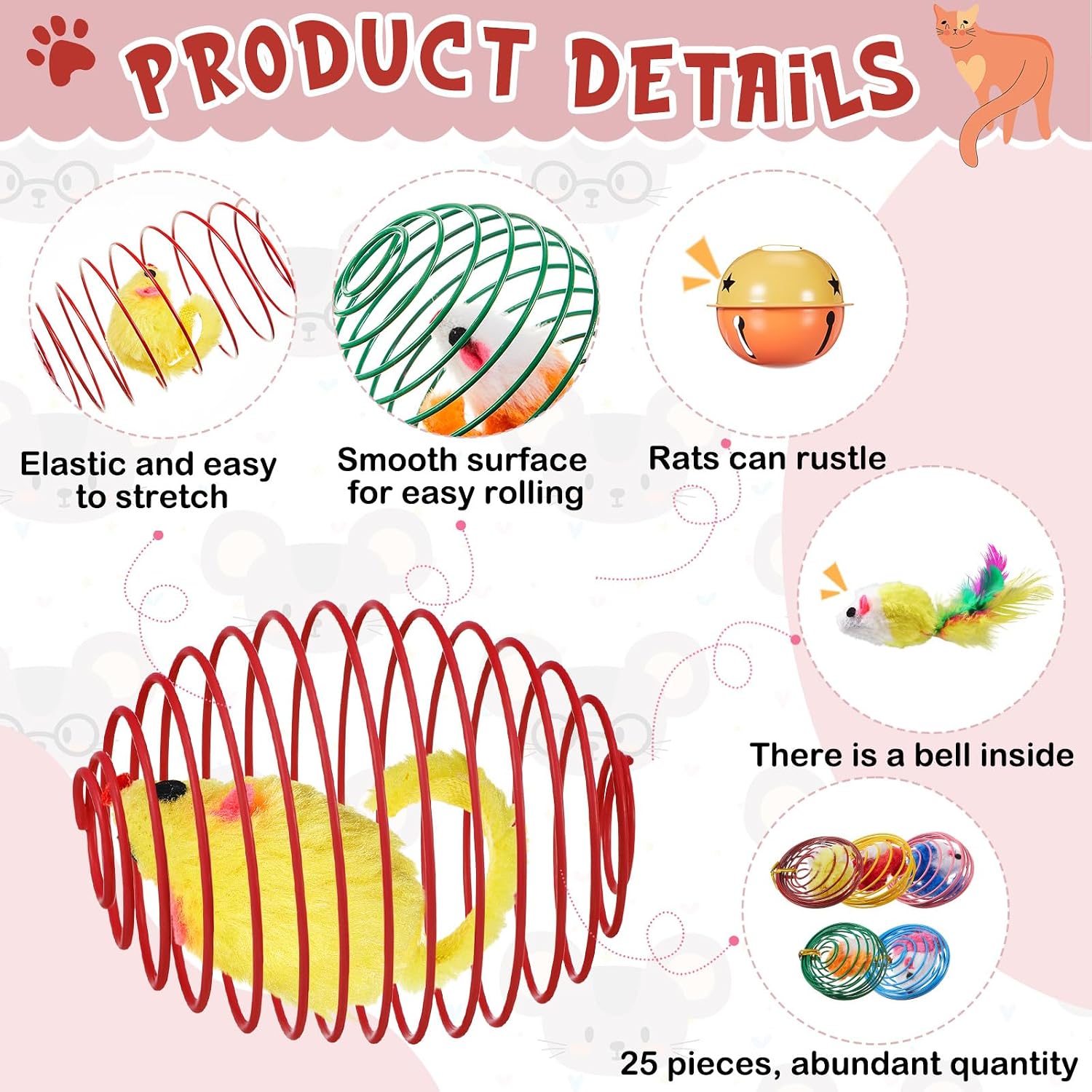 Jecery caged mouse and bell cat toy top angle indoor play kit.