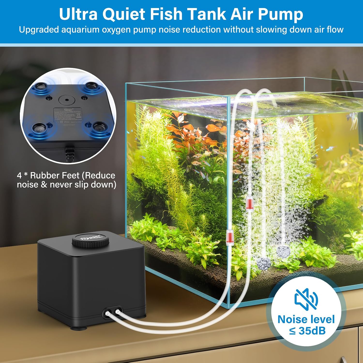 Hygger fish tank aerator set including air stones and tubing