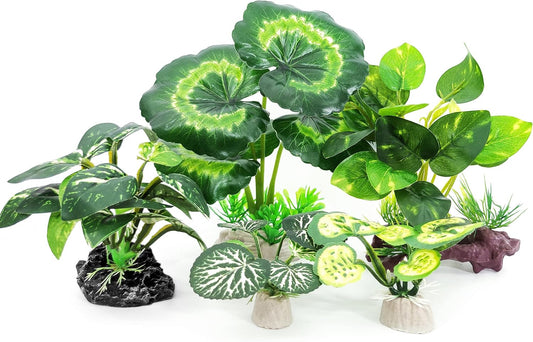Vtapliea tall aquarium plants 5-pack front view showcasing realistic green foliage for fish tank decor