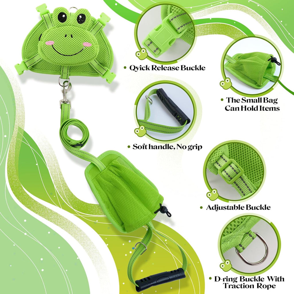 Side view of adjustable pet saddle bag vest on a small dog model