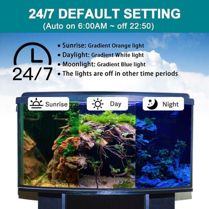 Submersible fish tank light installed inside an aquarium