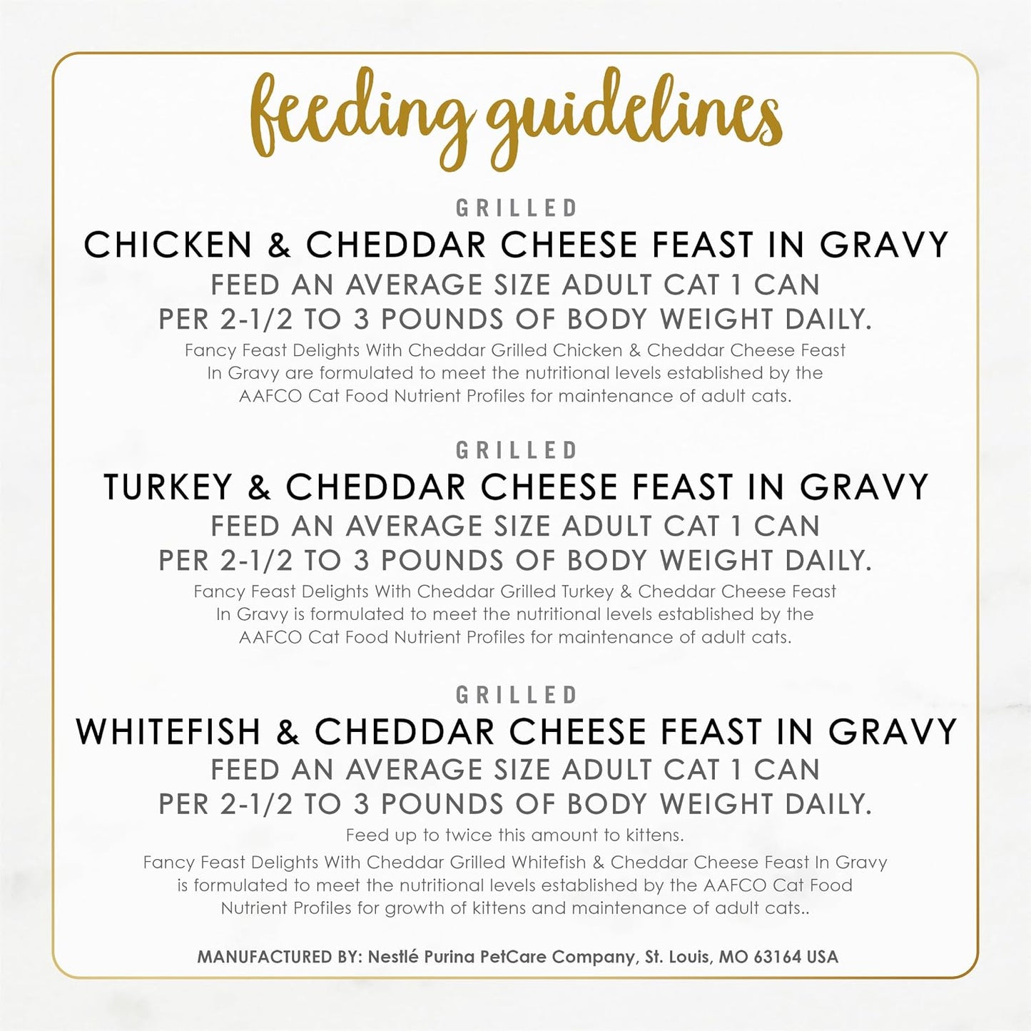 Purina Fancy Feast Delights with Cheddar Grilled Chicken, Turkey or Whitefish and Cheddar Cheese Feast in Gravy Wet Cat Food Variety Pack - (Pack of 24) 3 oz. Cans - Image 10