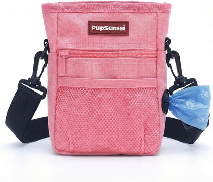 PupSensei imported USA puppy training fanny pack on a dog walk