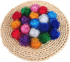 Pet safe lightweight pom pom balls sliding on carpet flooring