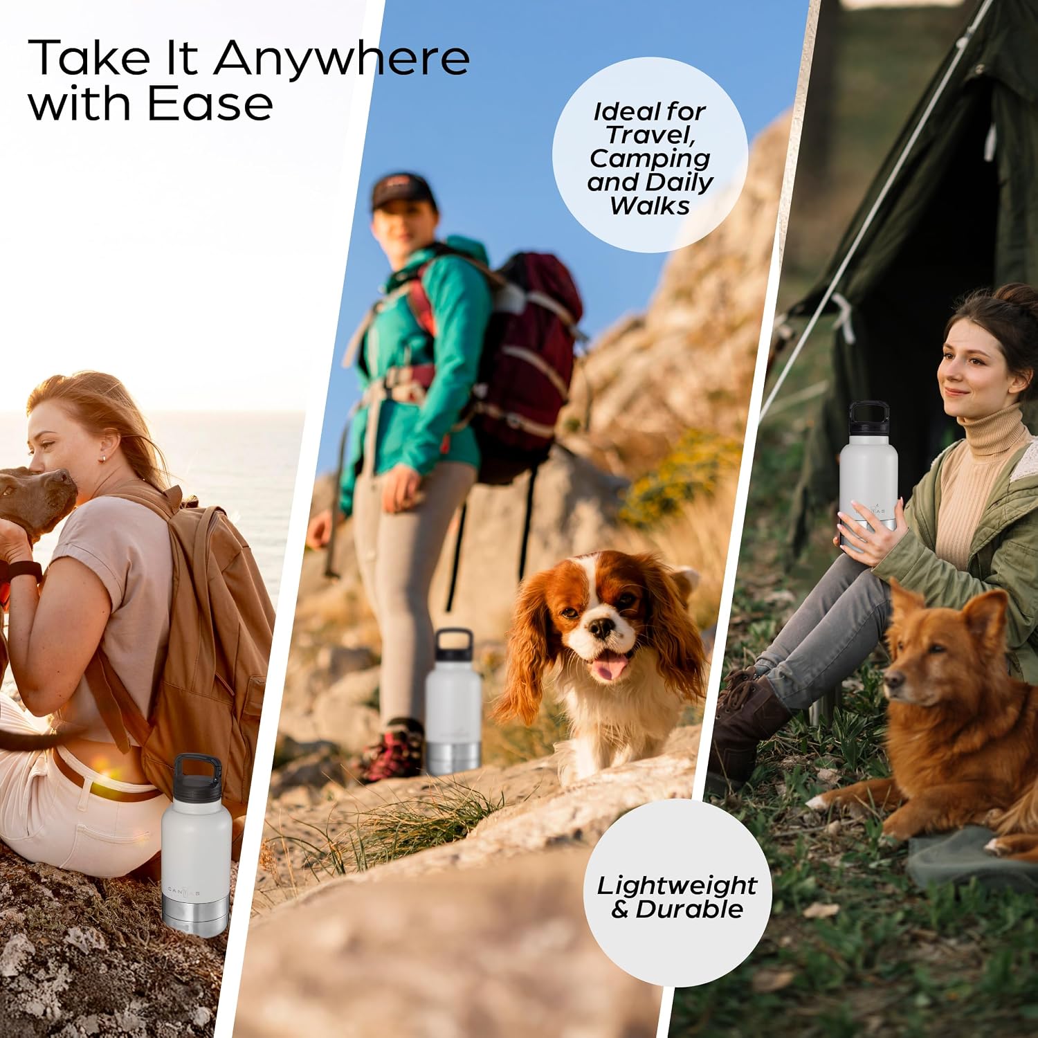 CANYAS dog travel hydration bottle with built in carrying handle