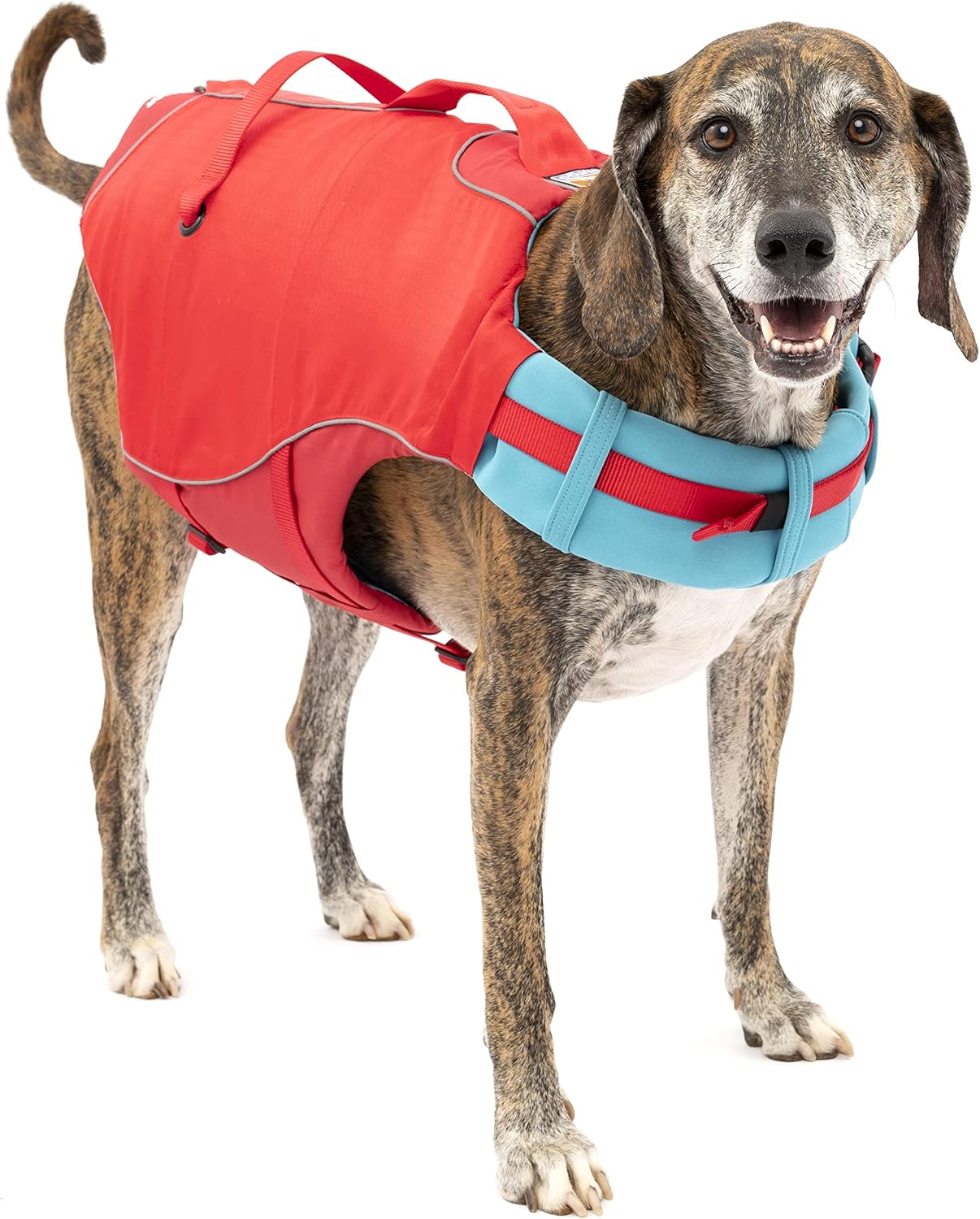 Kurgo Surf n' Turf Dog Life Jacket - Flotation Life Vest for Swimming and Boating - Dog Lifejacket with Rescue Handle and Reflective Accents - Machine Washable - Red/Blue, Medium - Image 9