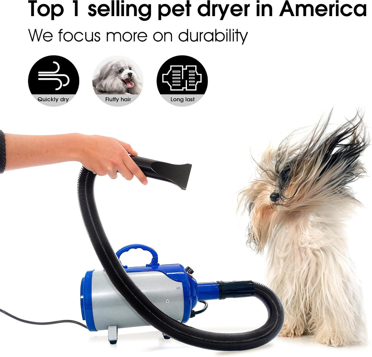 SHELANDY three point two horsepower pet grooming blower with adjustable speed control knob close up
