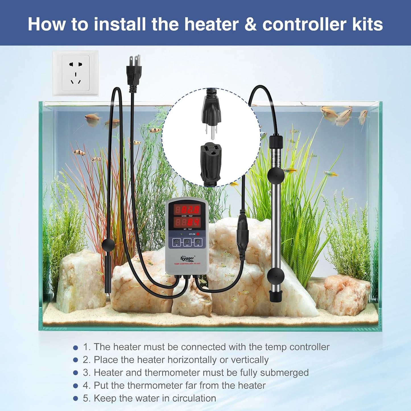 Included thermometer and mounting suction cups