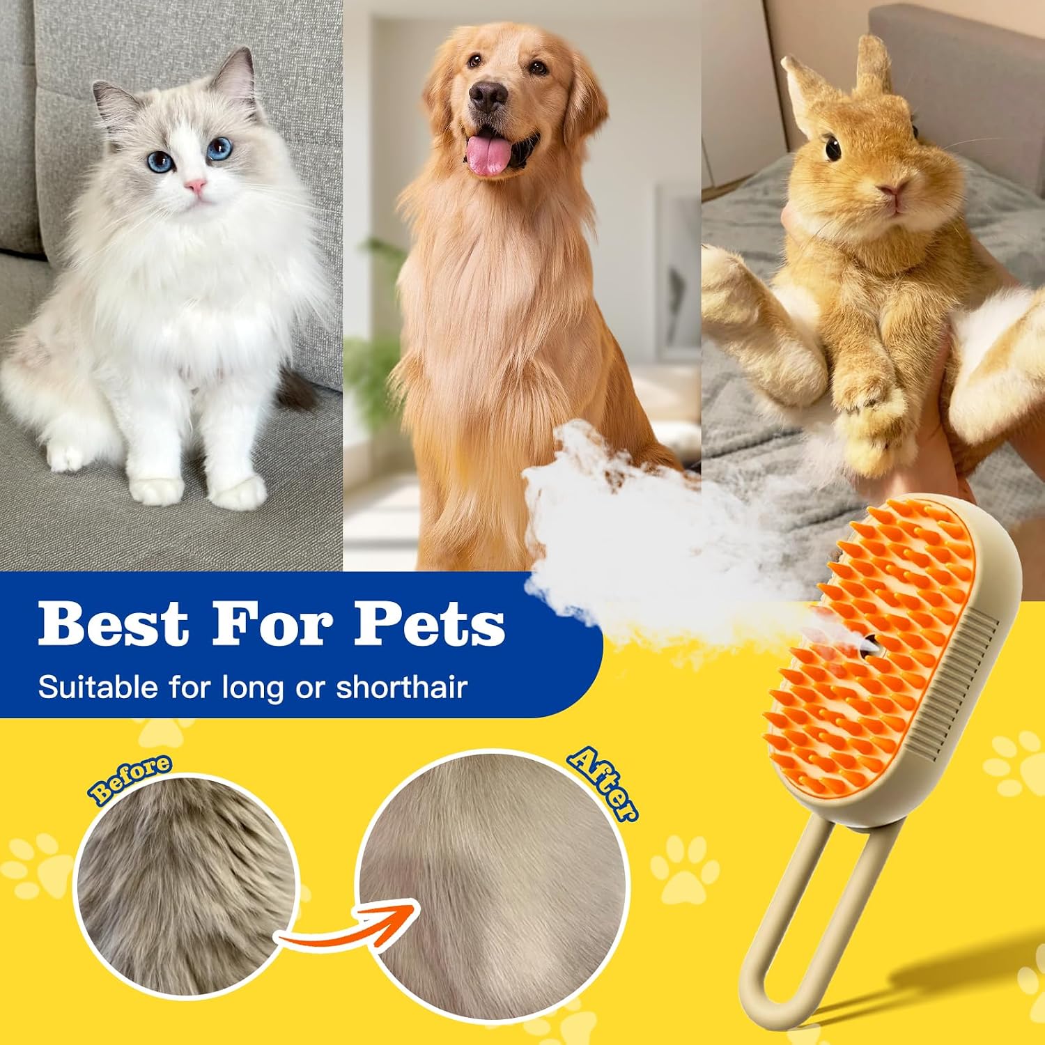 Compact folded view of the electric pet steam brush