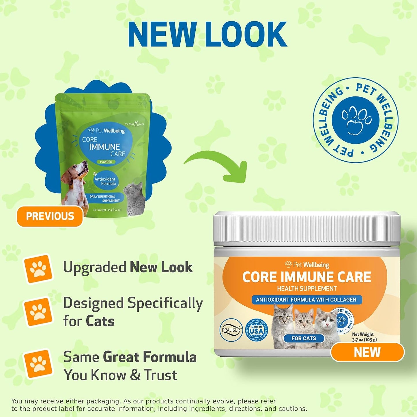 Pet Wellbeing Core Immune Care powder supplement jar