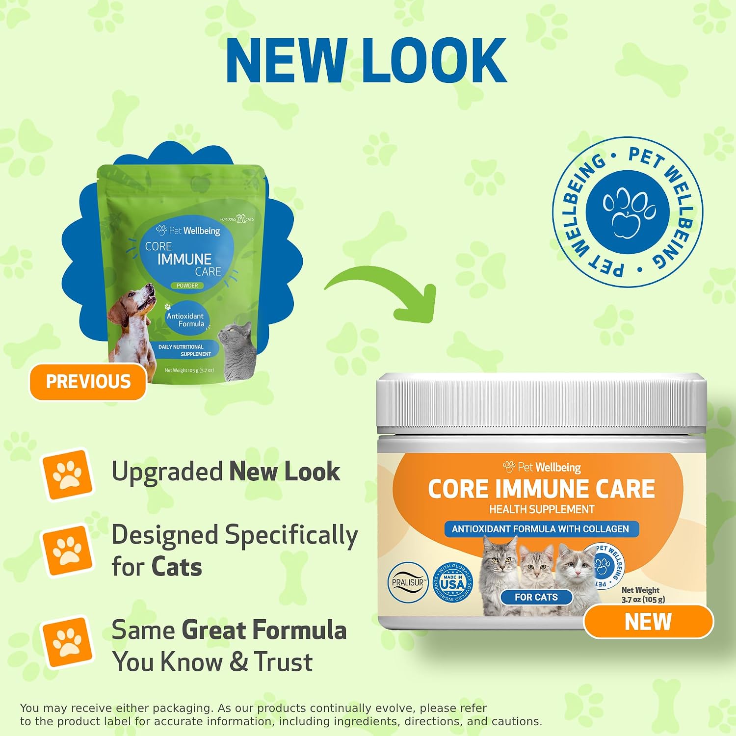 Pet Wellbeing Core Immune Care powder supplement jar