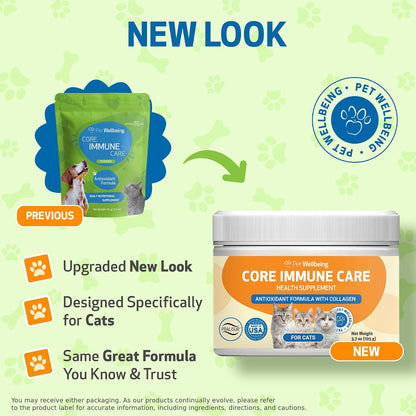 Pet Wellbeing Core Immune Care powder supplement jar