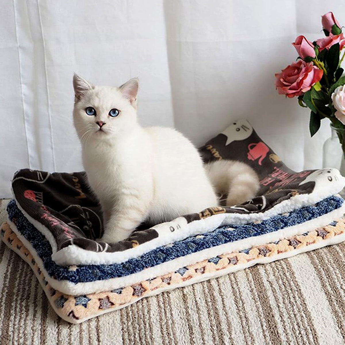 FJWYSANGU pink stars dog blanket folded neatly for travel or storage