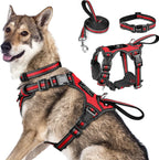 WINSEE Pet Harness Collar and Leash Set, All-in-one Reflective Dog Harness No Pull with Adjustable Buckles for Puppies, Small, Medium, Large, and Extra-Large Dogs (Large, Pink) - Image 10