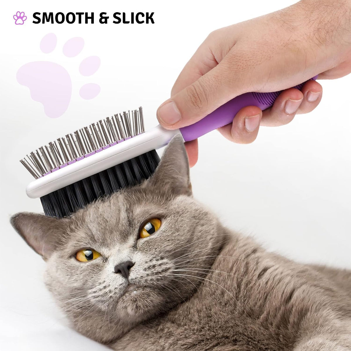 Pet Grooming Brush - Fur Detangling Pins & Coat Smoothing Slicker Bristles, Two-Sided Design for Dogs, Cats & Other Animals - Image 9