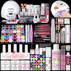 Saviland acrylic nail kit front view showcasing the complete set of powders, liquids, and accessories.