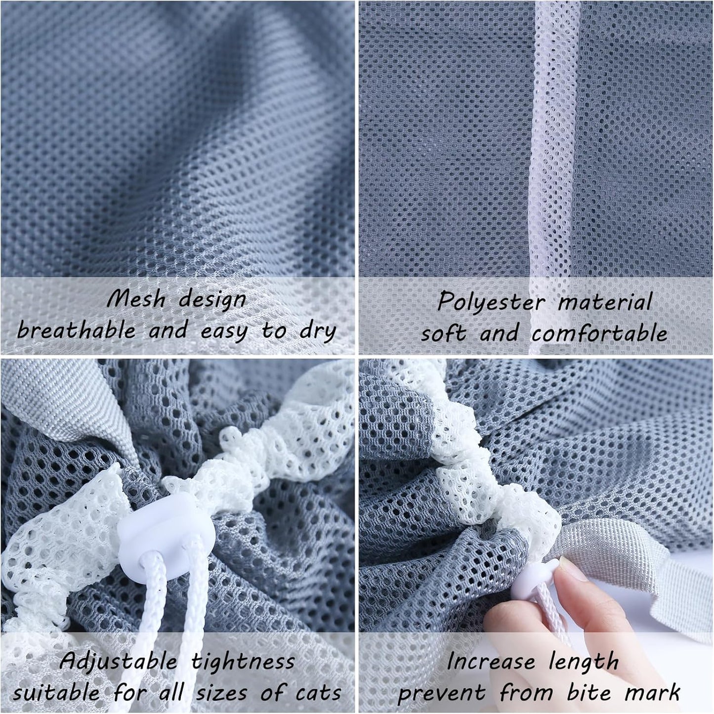 Marosynix anti scratch cat restraint bag showcasing the adjustable neck straps and secure zippers.
