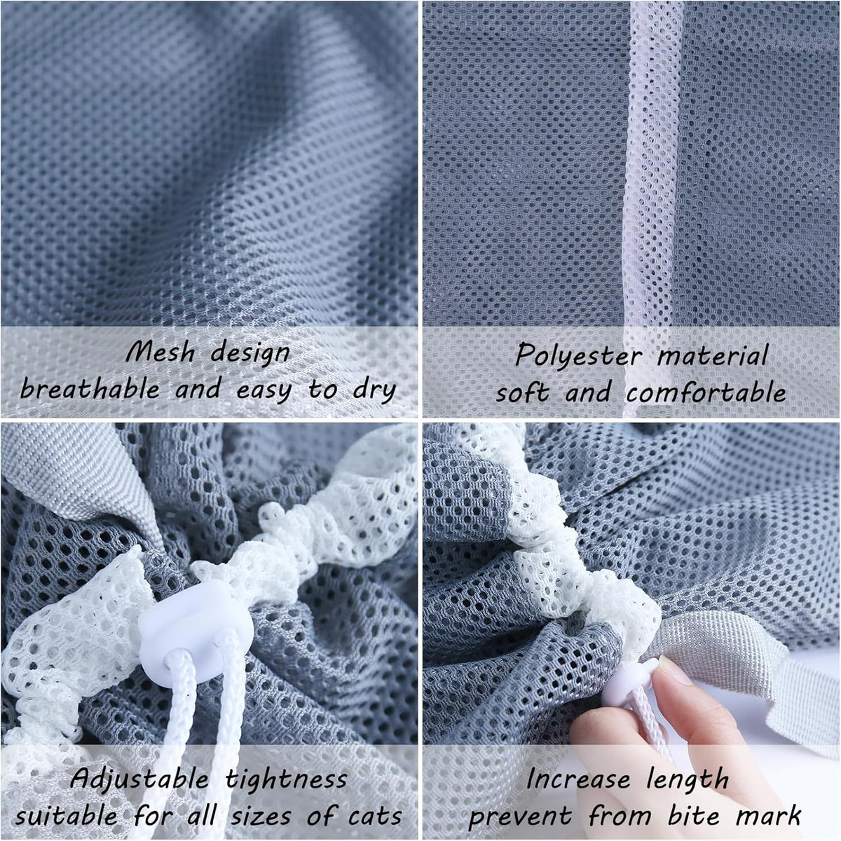 Marosynix anti scratch cat restraint bag showcasing the adjustable neck straps and secure zippers.