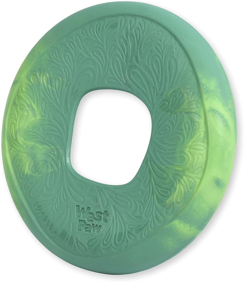 Top down view of eco-friendly Hibiscus dog flying disc