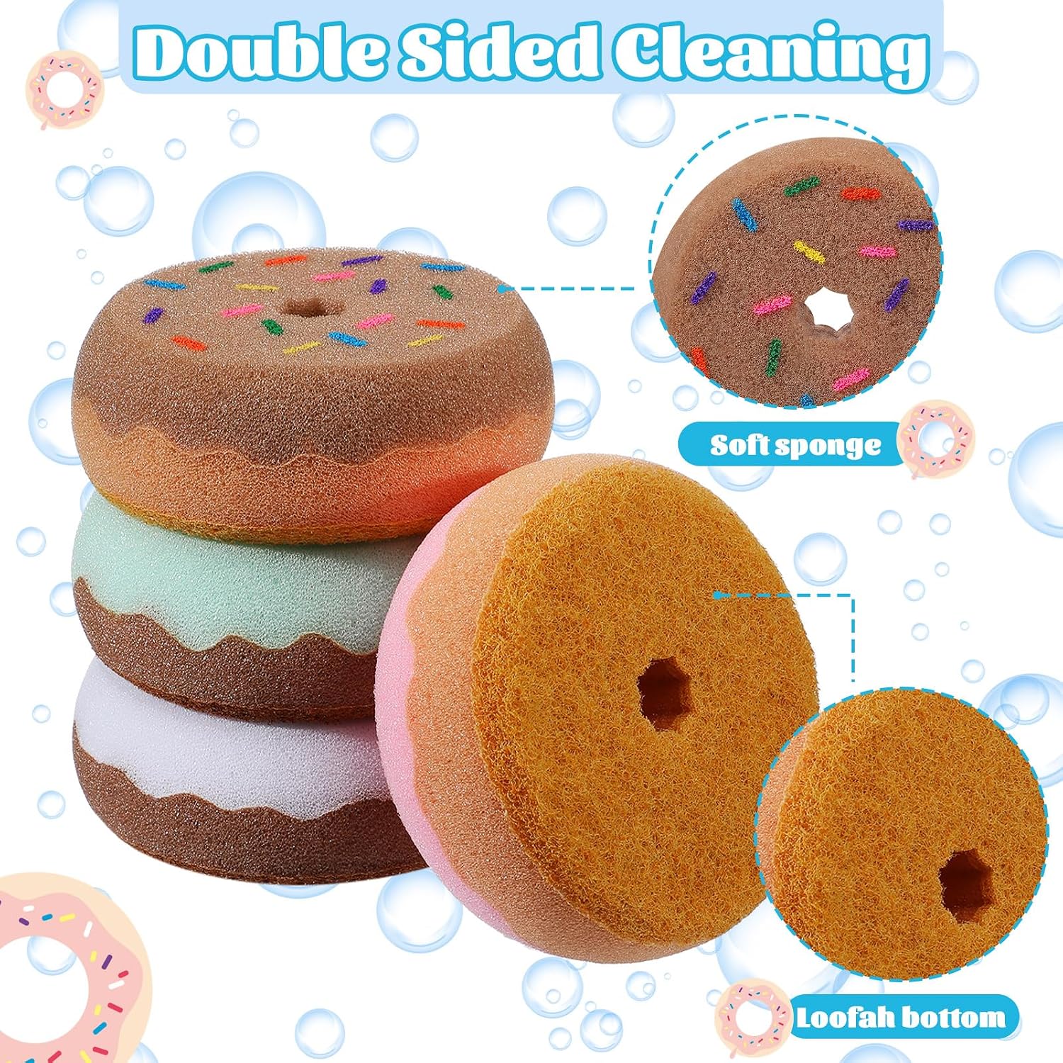 LemonRoad double sided cleaning sponge focusing on the heavy duty loofah surface