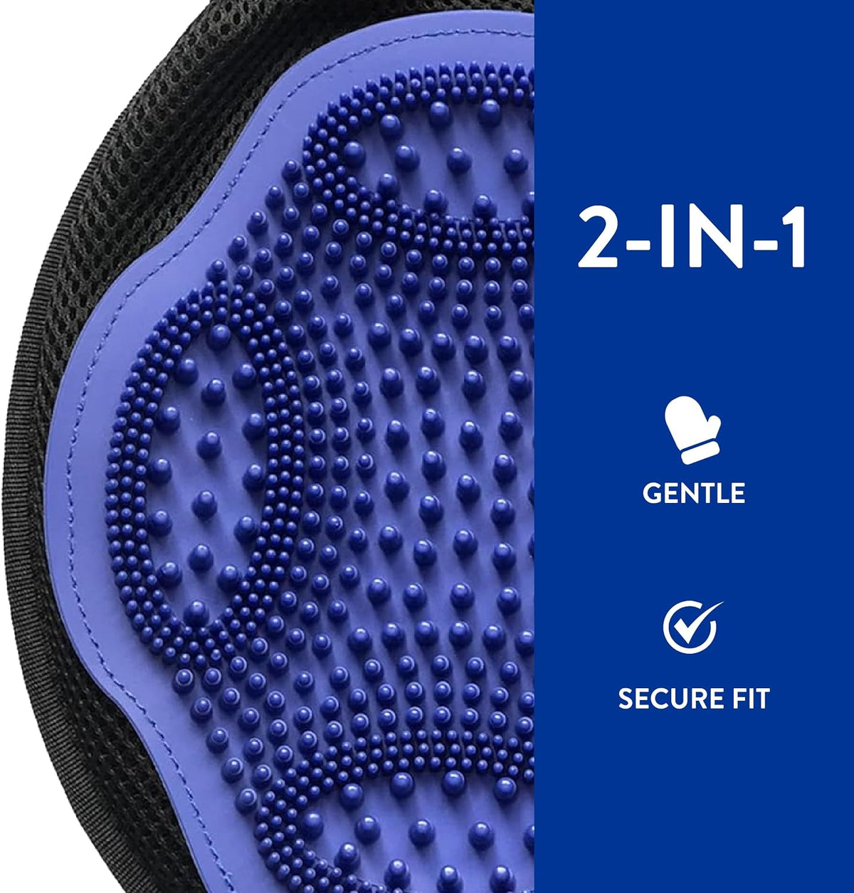Hand wearing the Wahl equine mitt with adjustable elastic strap