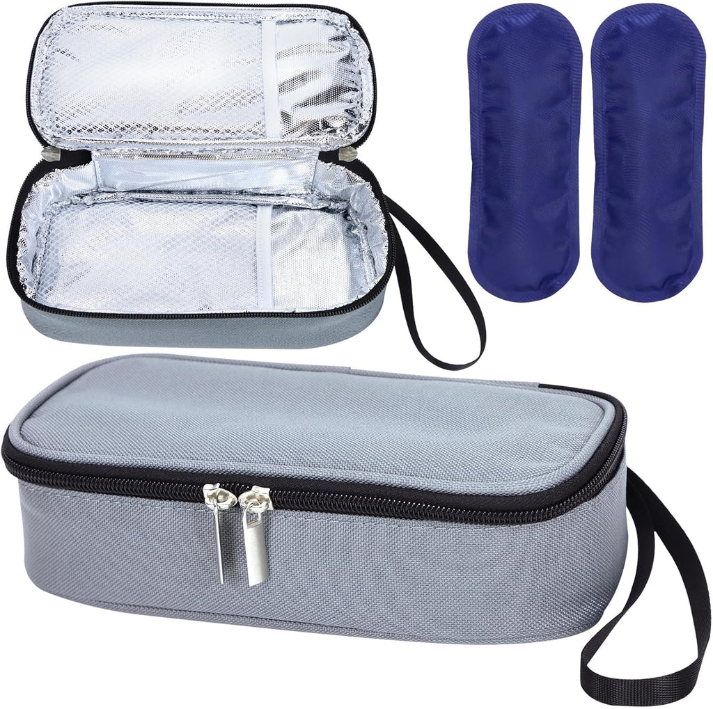 Isusser Breastmilk Cooler Bag with ice packs front view grey