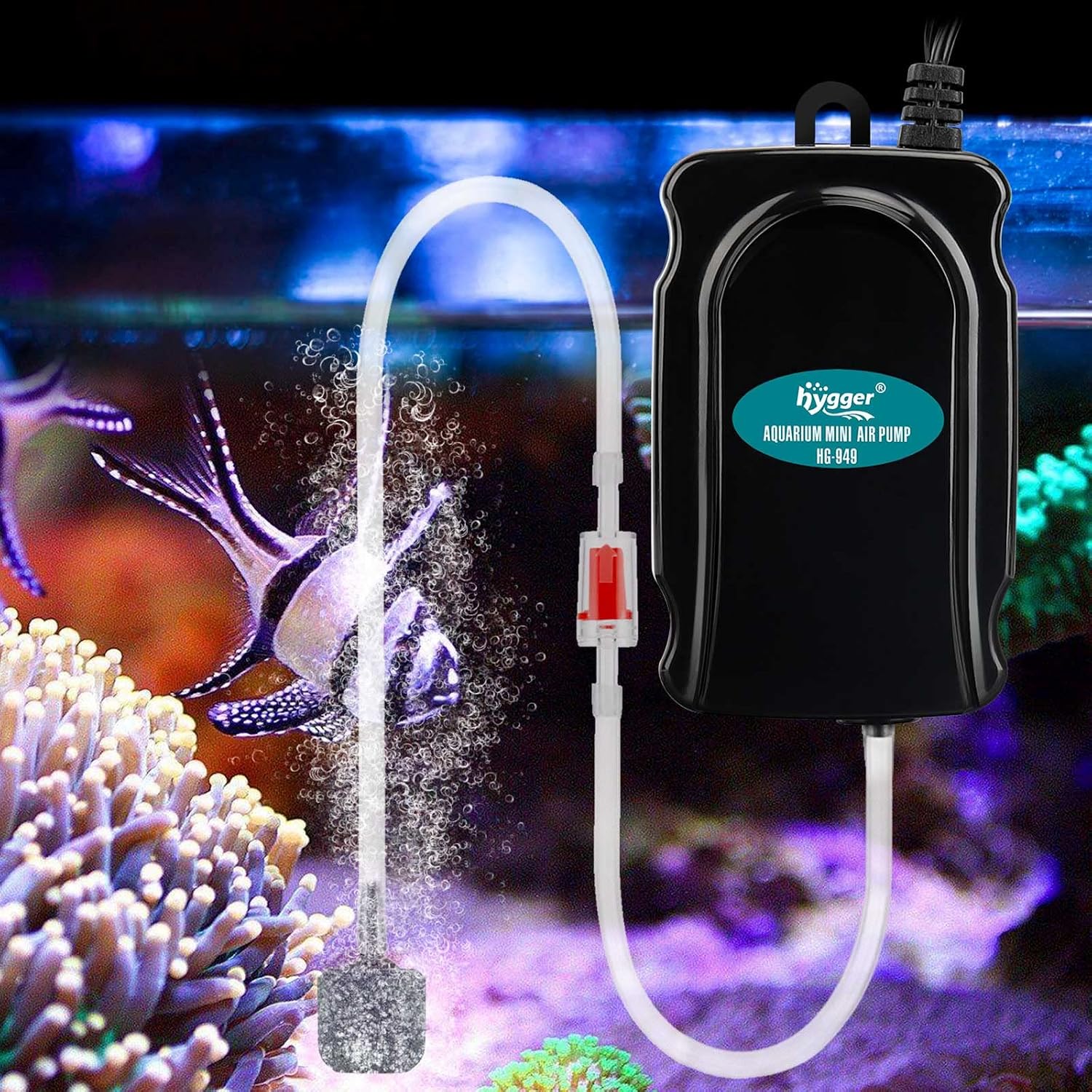 Hygger mini aquarium pump kit featuring the check valve and tubing
