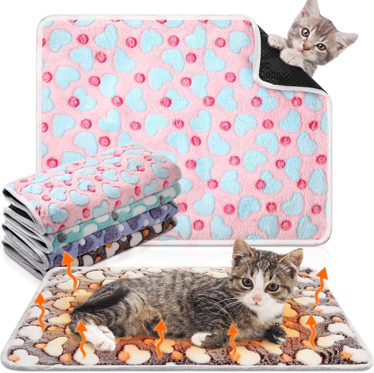 Clysee 16 x 20 inches washable cat heating pad four pack set