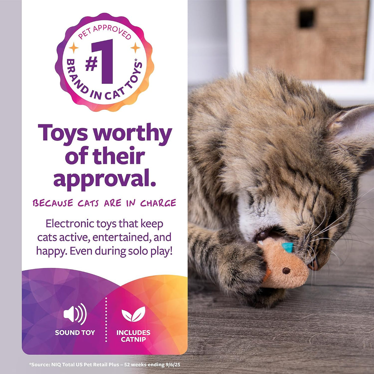 SmartyKat Chickadee Chirp electronic toy shown from the side angle