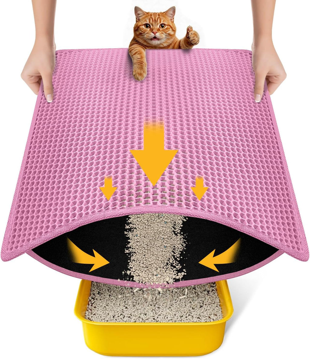 Cat Litter Mat Compact Size 23.6"x14.6" for Small Spaces, Upgrade Waterproof Leakproof Back Layer, Honeycomb Trapping Mat, Washable, Easy to Clean, Scatter Control Kitty Litter Matt, Black - Image 10