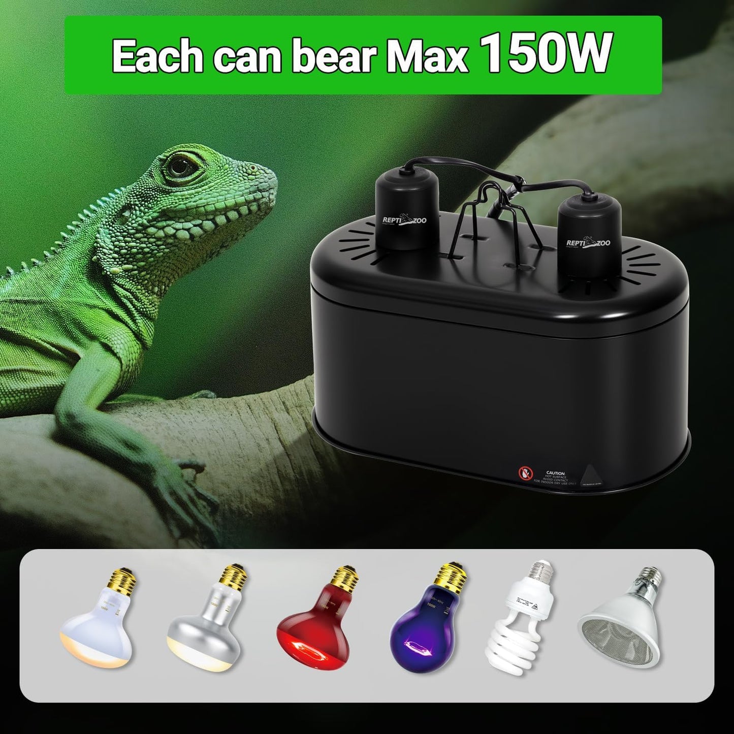 Top view of professional reptile dual dome fixture showing heat dissipation vents