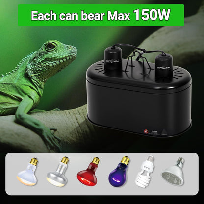 Top view of professional reptile dual dome fixture showing heat dissipation vents