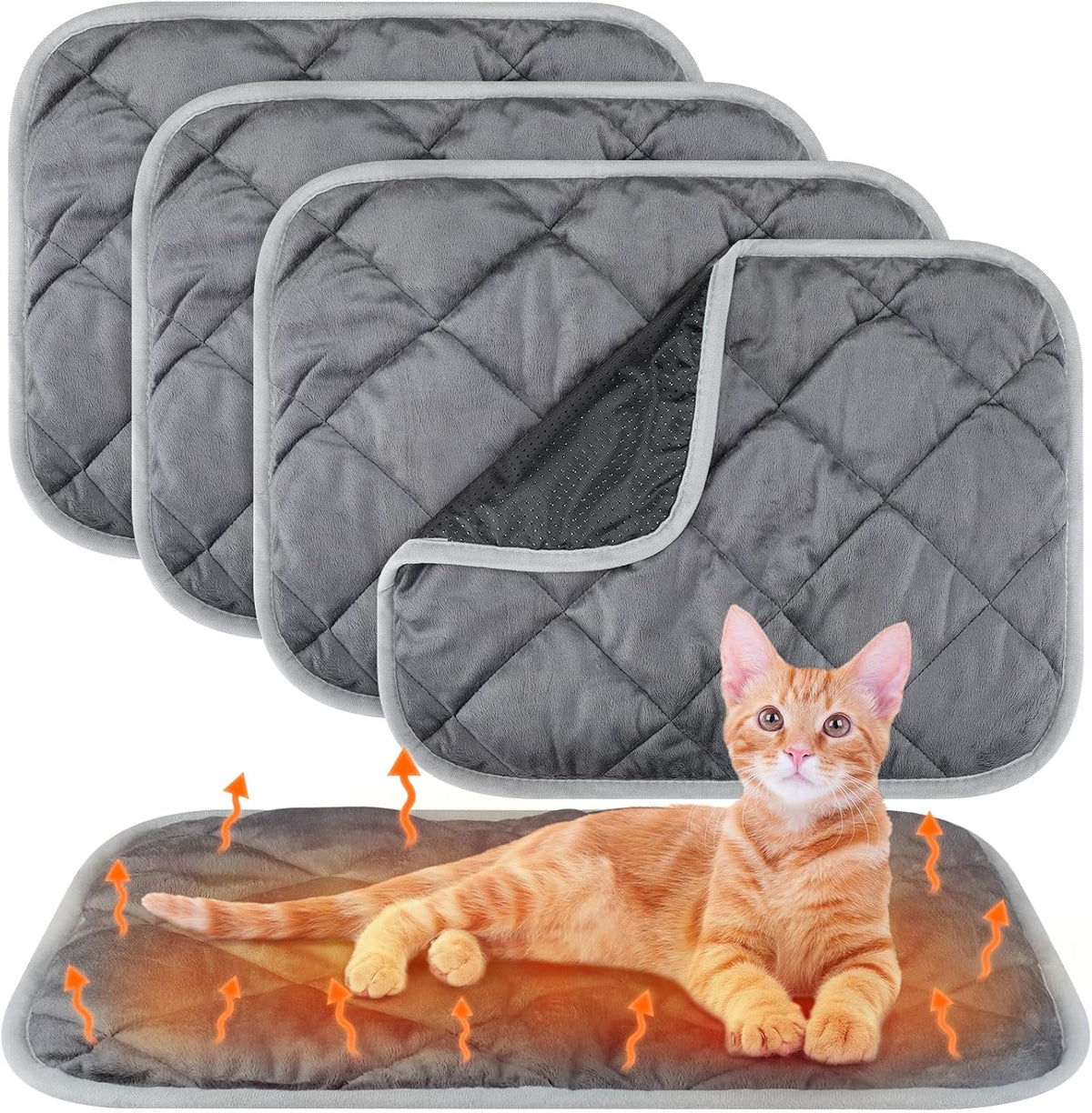 Clysee self heating cat pad front view cozy gray thermal mat