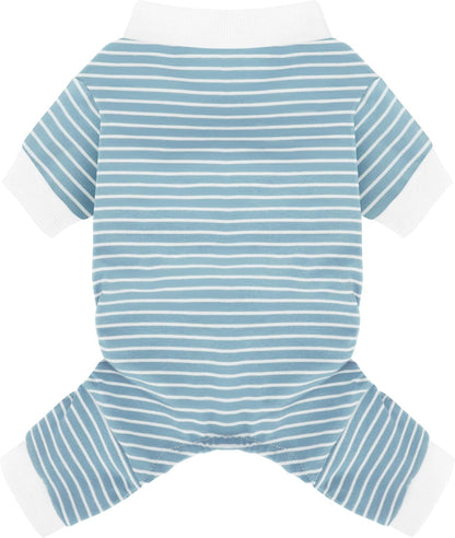 Paiaite Green Striped Dog Pajamas: 4-Legged Cotton Stretchable Jumpsuit Pjs - Lightweight Cozy Puppy Onesie Clothes, Comfortable Pet Sleepwear for Hair Shedding Coverage M - Image 11