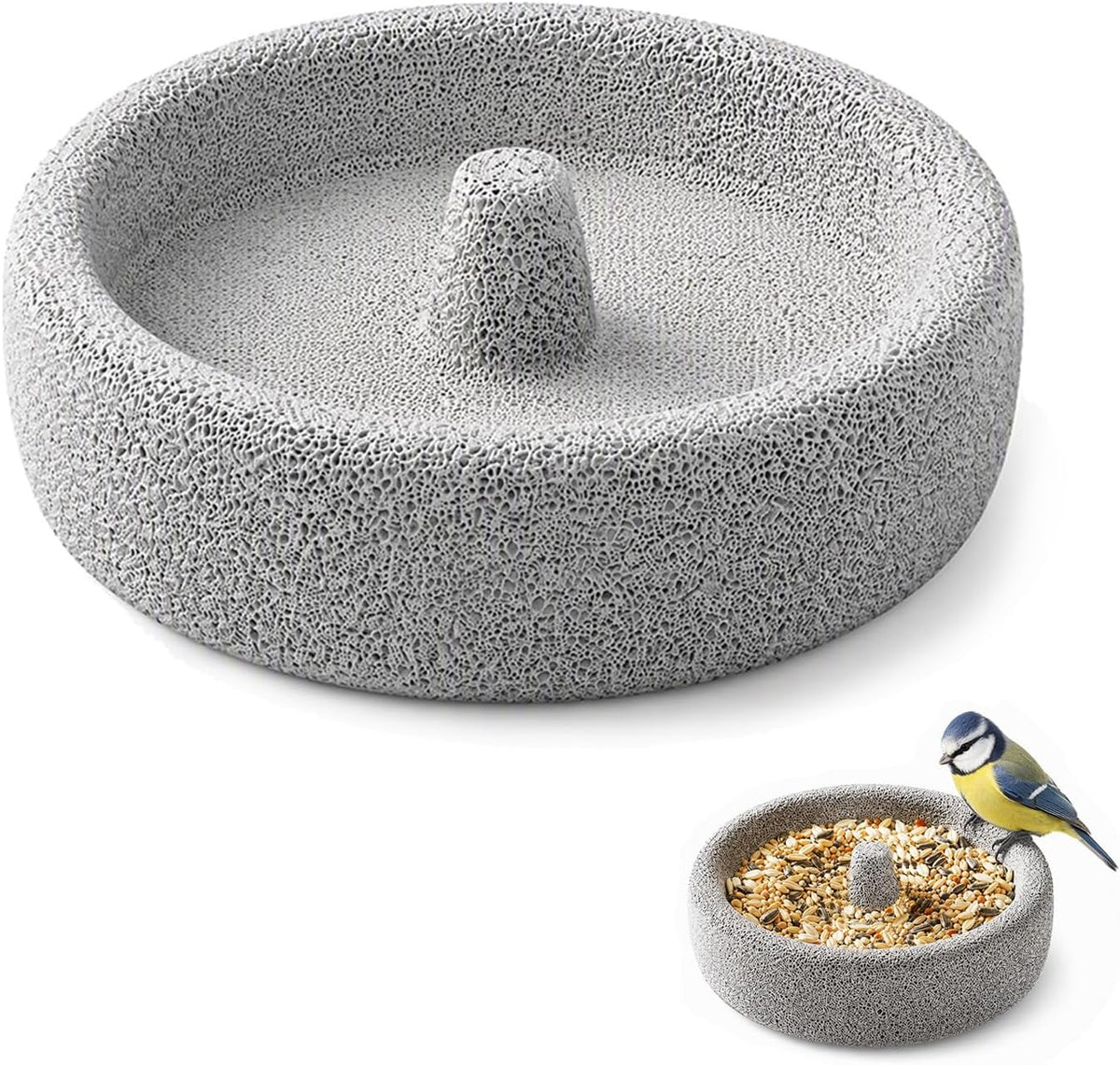 Nekska pumice stone bird bowl front view