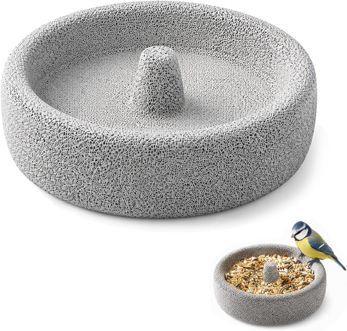 Pumice Stone Bird Bowl, Beak Grinding Feeder for Parrots & Small Birds, 1PC - Image 1