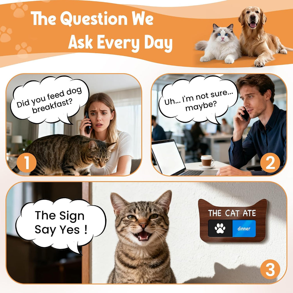 EliteSign magnetic pet fed schedule chart showing breakfast and dinner sliders