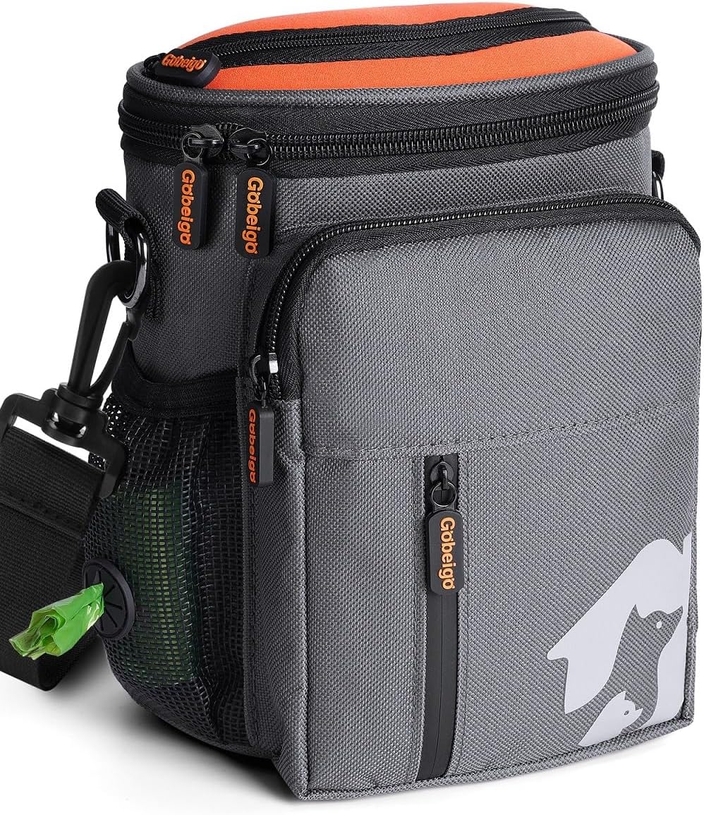 Gobeigo premium black dog walking pouch attached with metal belt clip