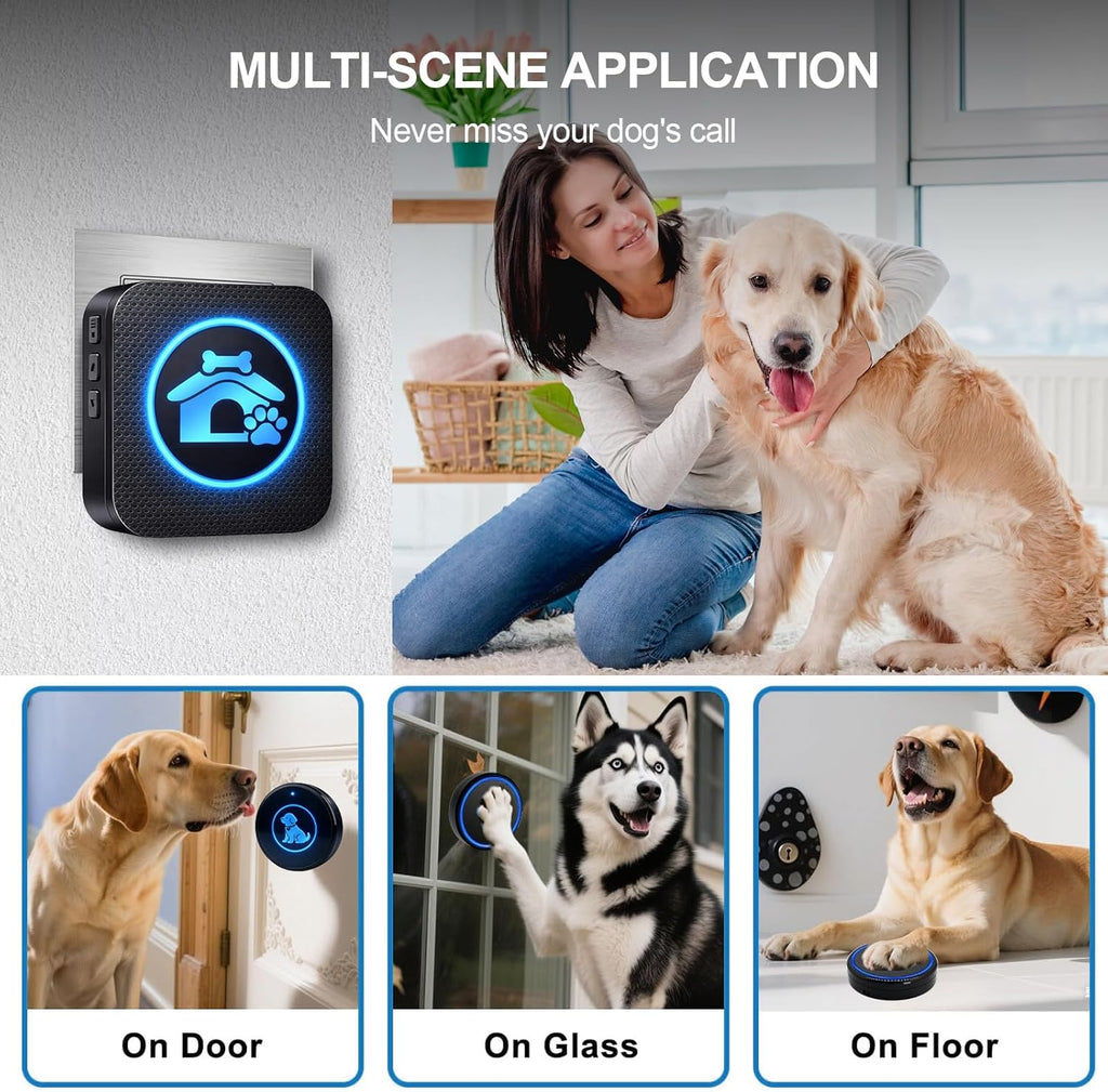 Self-illuminating dog doorbell button for night use