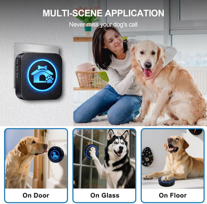 Self-illuminating dog doorbell button for night use