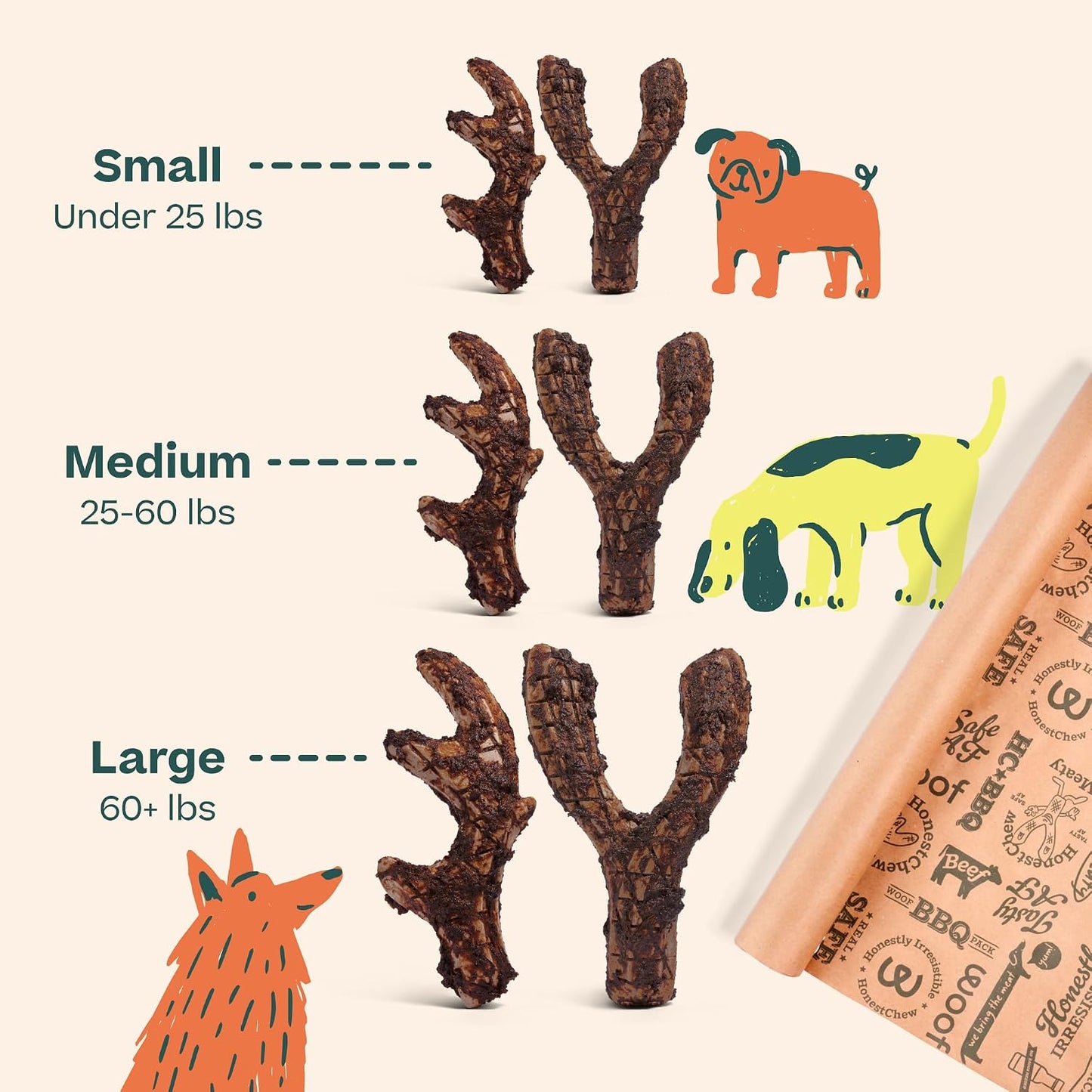 Durable splinter-resistant dog chew for moderate chewers