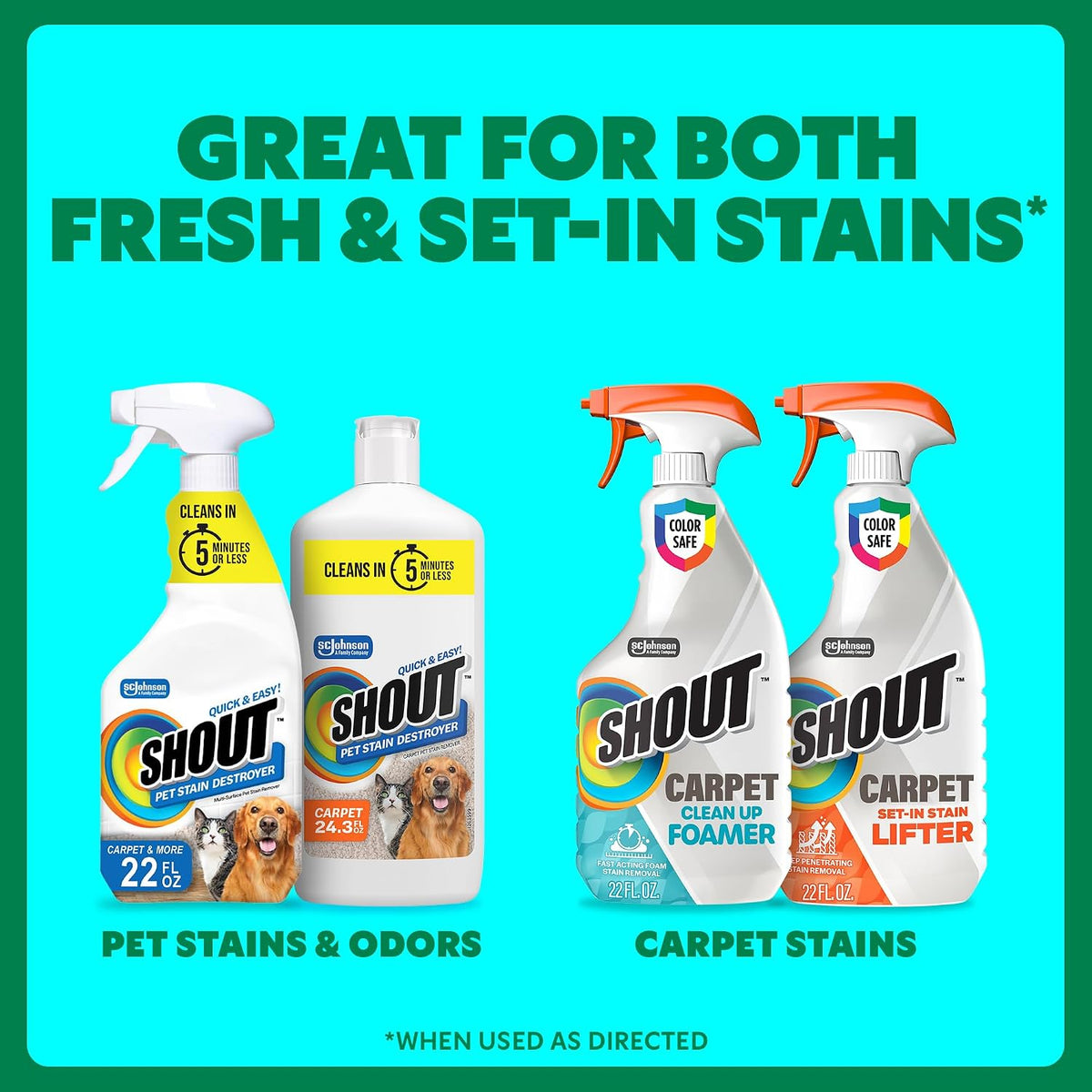 Shout Pet Stain Remover Spray, Color-Safe Multisurface & Carpet Cleaner Solution for Dog & Cat Urine, Feces, Vomit & Mud, Fights Odors & Remarking, Fast-Acting Cleans in 5 Minutes or Less, 22oz - Image 9