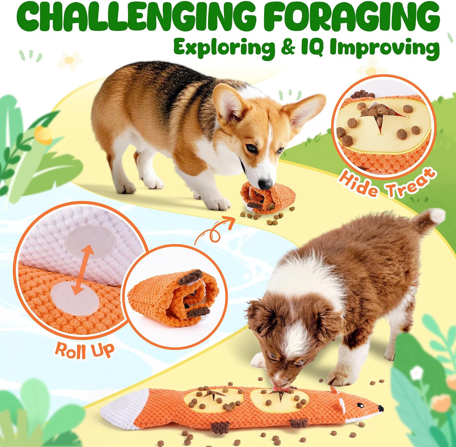 XIUGOAL squeaky fox chew toy for medium dogs boredom relief