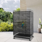 Black nylon mesh seed catcher netting folded for storage and easy machine washing